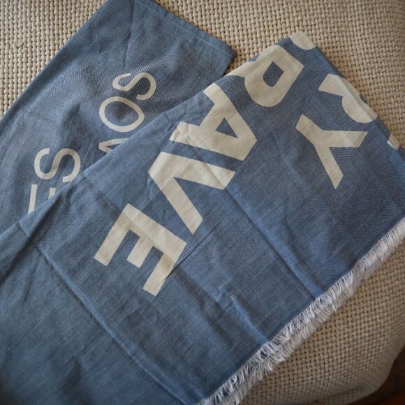 Diesel Blue Warning Large Fringe Scarf - Picture 2 of 6